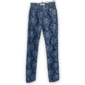 REFORMATION Cynthia Baroque Jeans Sz: 24 igh Rise Blue Straight Denim Floral